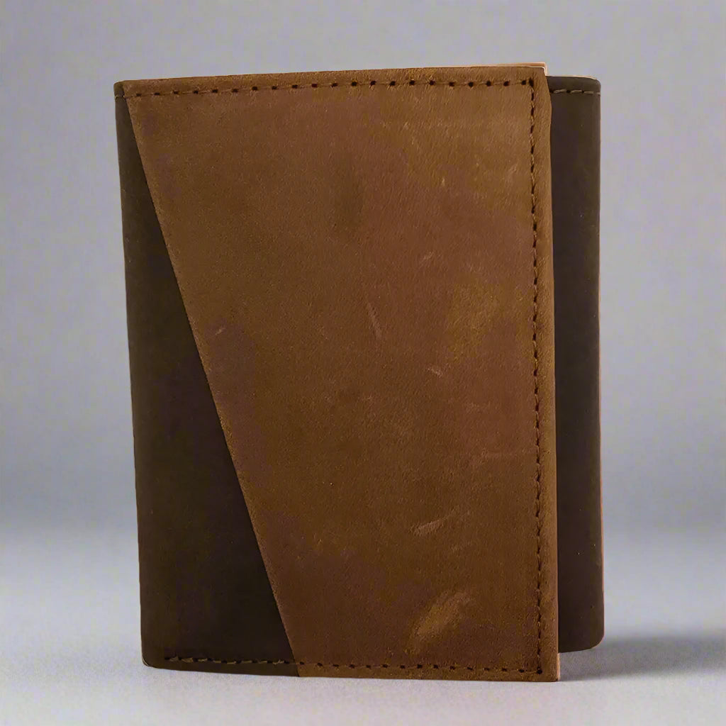BOL Men's Two Tone Trifold RFID Blocking Leather Wallet - Slim Bifold Credit Card Holder for Everyday Use & Travel