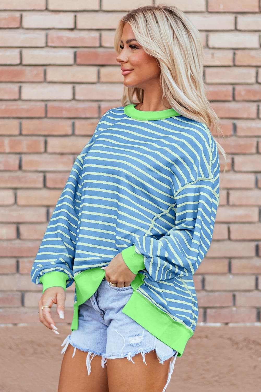 Fashionable Striped High-Low Pullover Sweater for Women | Trendy Casual Wear for Fall & Winter | Perfect for Outings, Dates, and Office