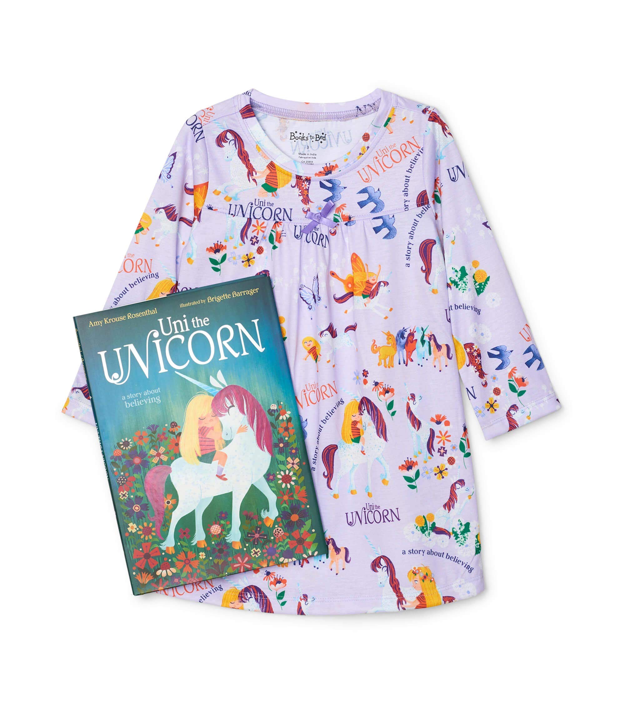 Girls' Book and Long Sleeve Printed Nightgown Set - Cute Pajama Set for Bedtime Reading & Storytime - Perfect Gift for Girls Ages 4-10