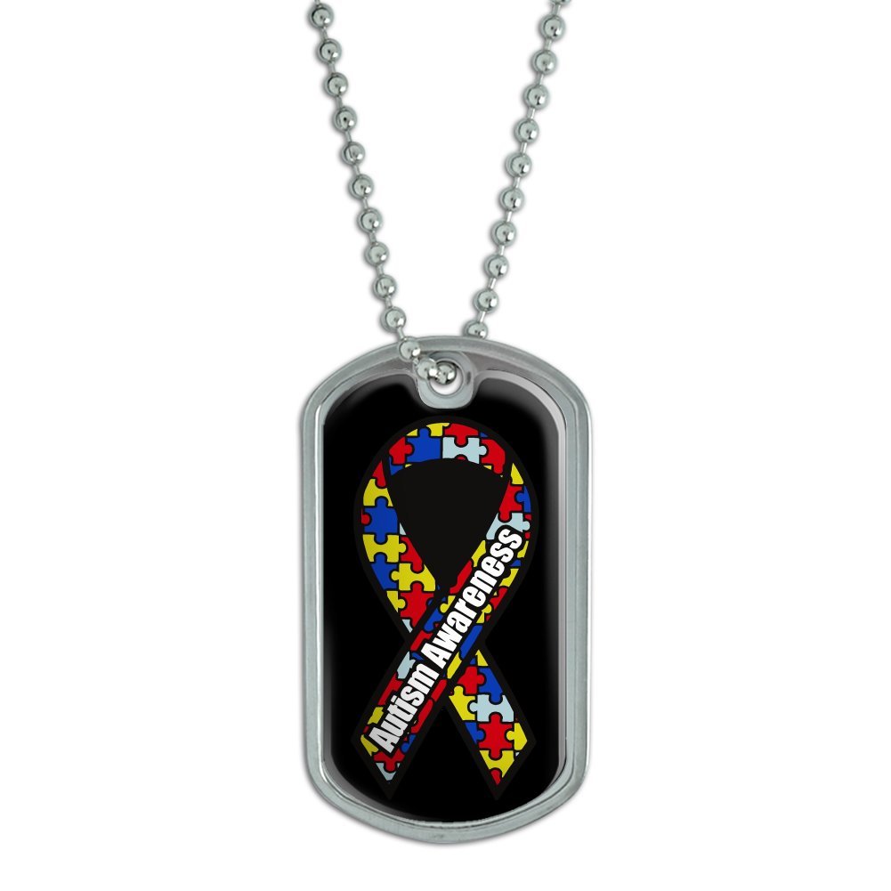 Autism Awareness Military Dog Tag Keychain - Engraved Stainless Steel Custom Key Ring for Support & Awareness | Perfect for Gifts, Fundraisers, and Everyday Carry