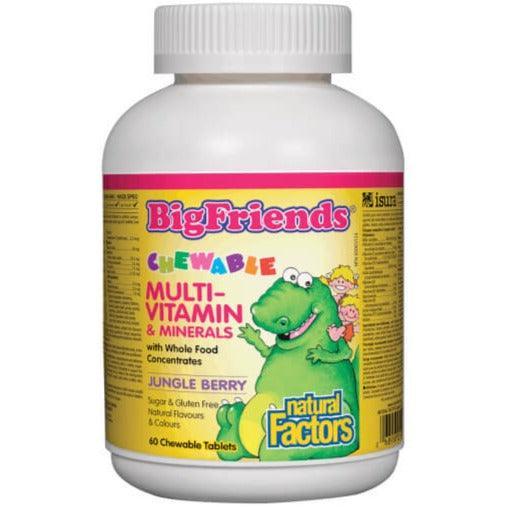 Natural Factors Big Friends Jungle Berry Multi Vitamin - 60 Chewable Tabs for Kids | Immune Support & Daily Nutrition | Perfect for School Lunchboxes & Travel