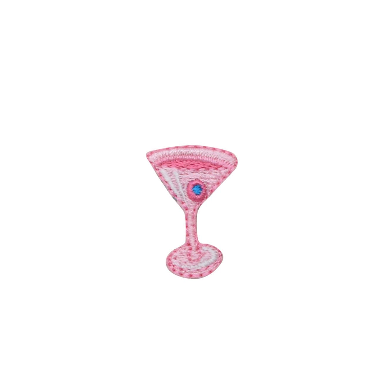 Pink Martini Glass Iron On Patch - Small Embroidered Applique for DIY Crafts, Jackets, Bags & Denim - Perfect for Customizing Clothes & Accessories