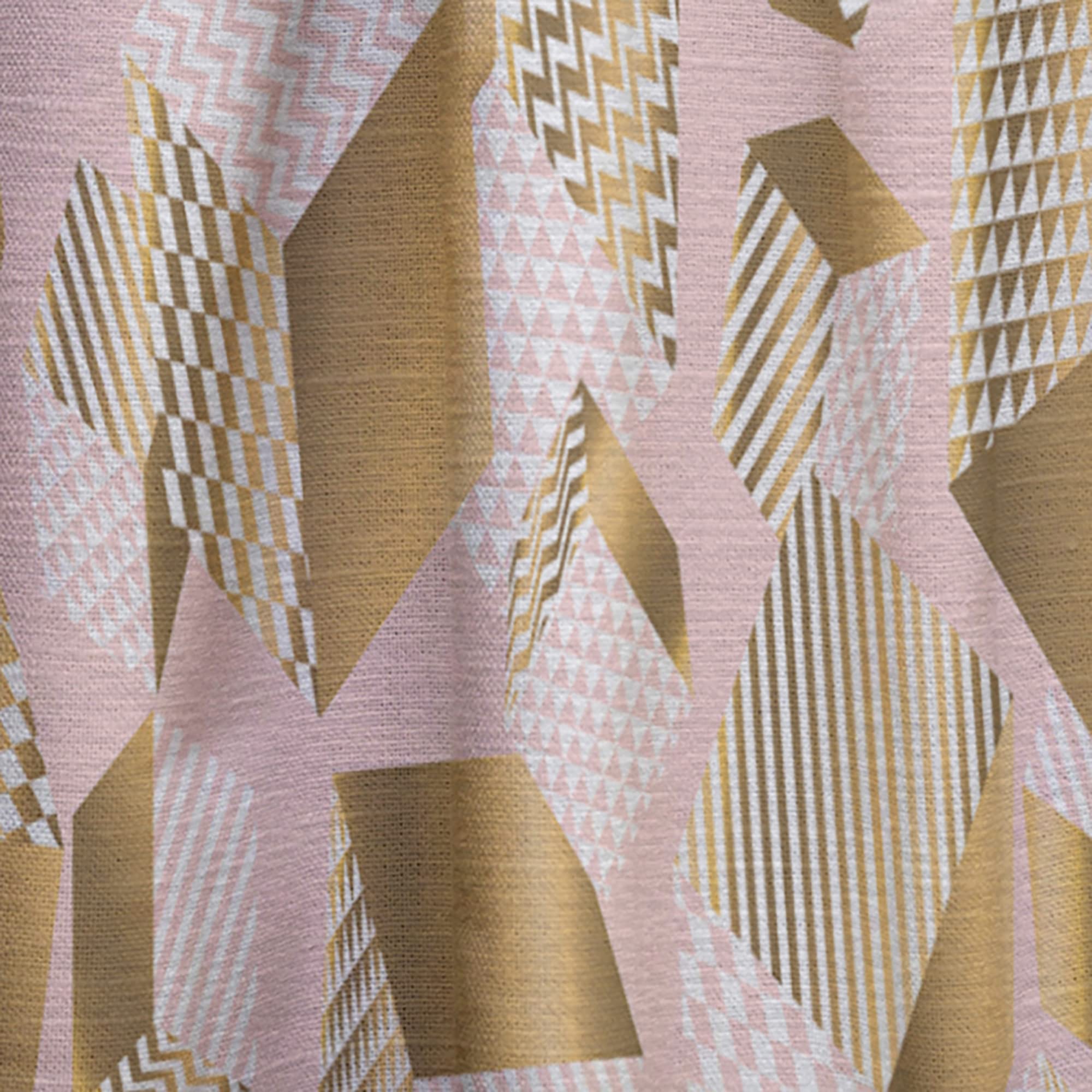 DesignQ Thermal Insulated Curtains - Gold & Rose Cubes II Pattern - 52x95 Inch Single Panel for Bedroom & Living Room - Blackout Drapes for Energy Efficiency & Privacy