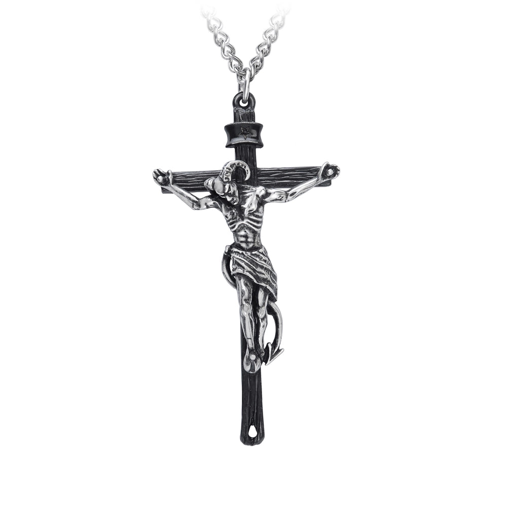 Gothic Crucified Demon Pendant - Dark Religious Jewelry for Men & Women | Perfect for Halloween, Gothic Fashion, and Alternative Style Outfits