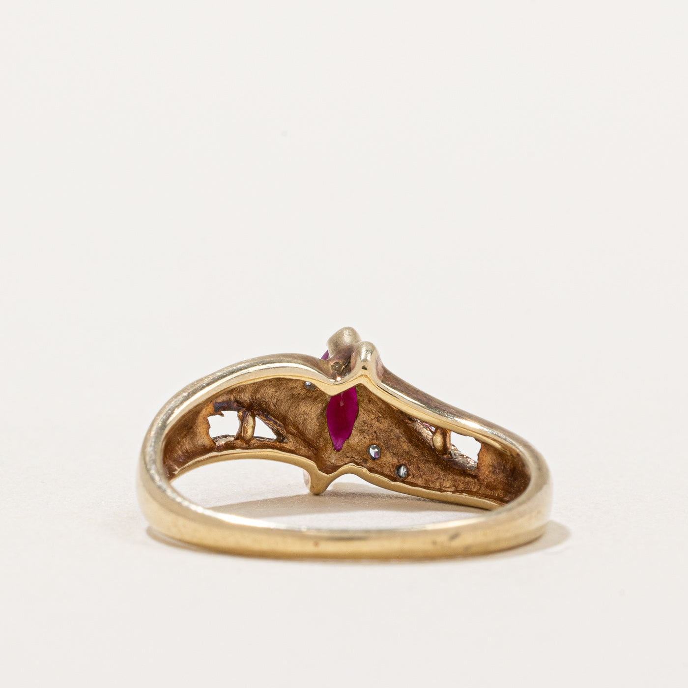 Exquisite Ruby & Diamond Bypass Ring | 0.23ct Natural Ruby & 0.02ctw Diamond Accents | Size 6 | Perfect for Anniversary Gifts, Valentine's Day & Special Occasions