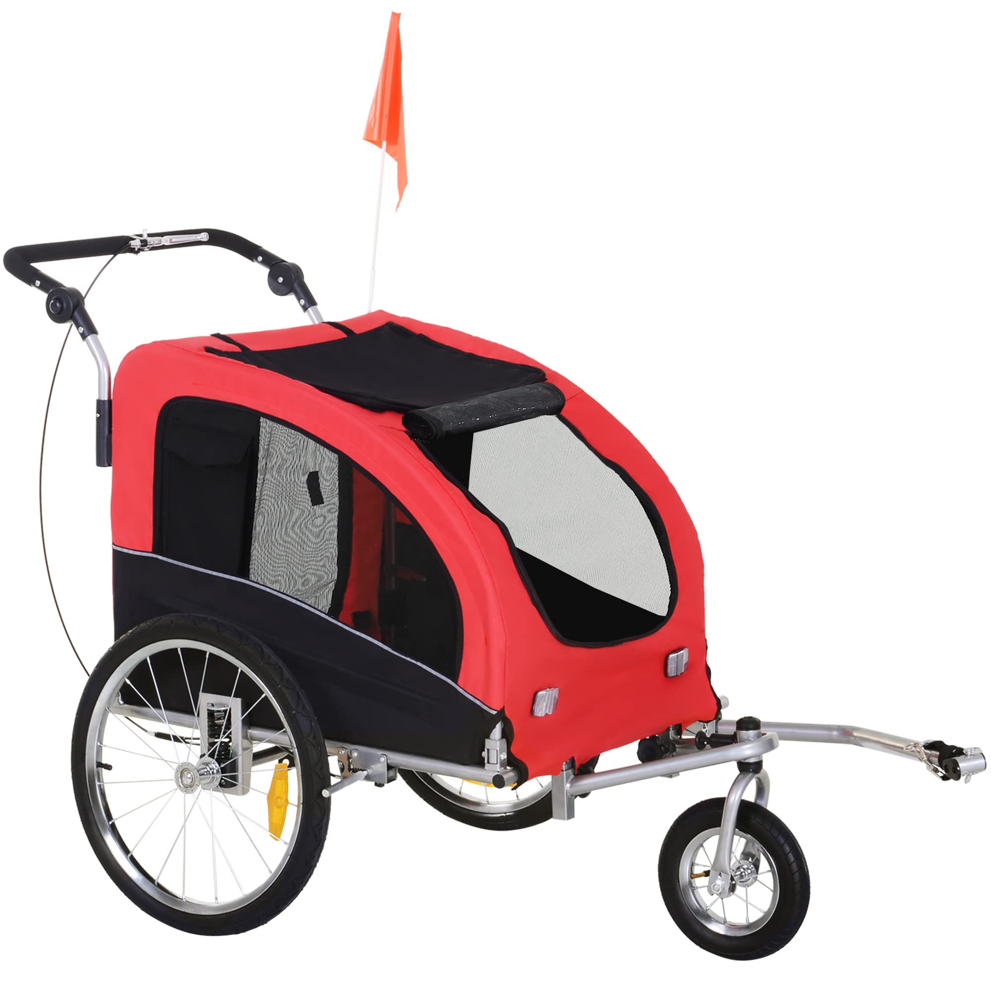 Aosom 2-in-1 Dog Bike Trailer & Pet Stroller with Canopy, Storage Pockets - Perfect for Cycling Adventures & Outdoor Walks with Your Pet