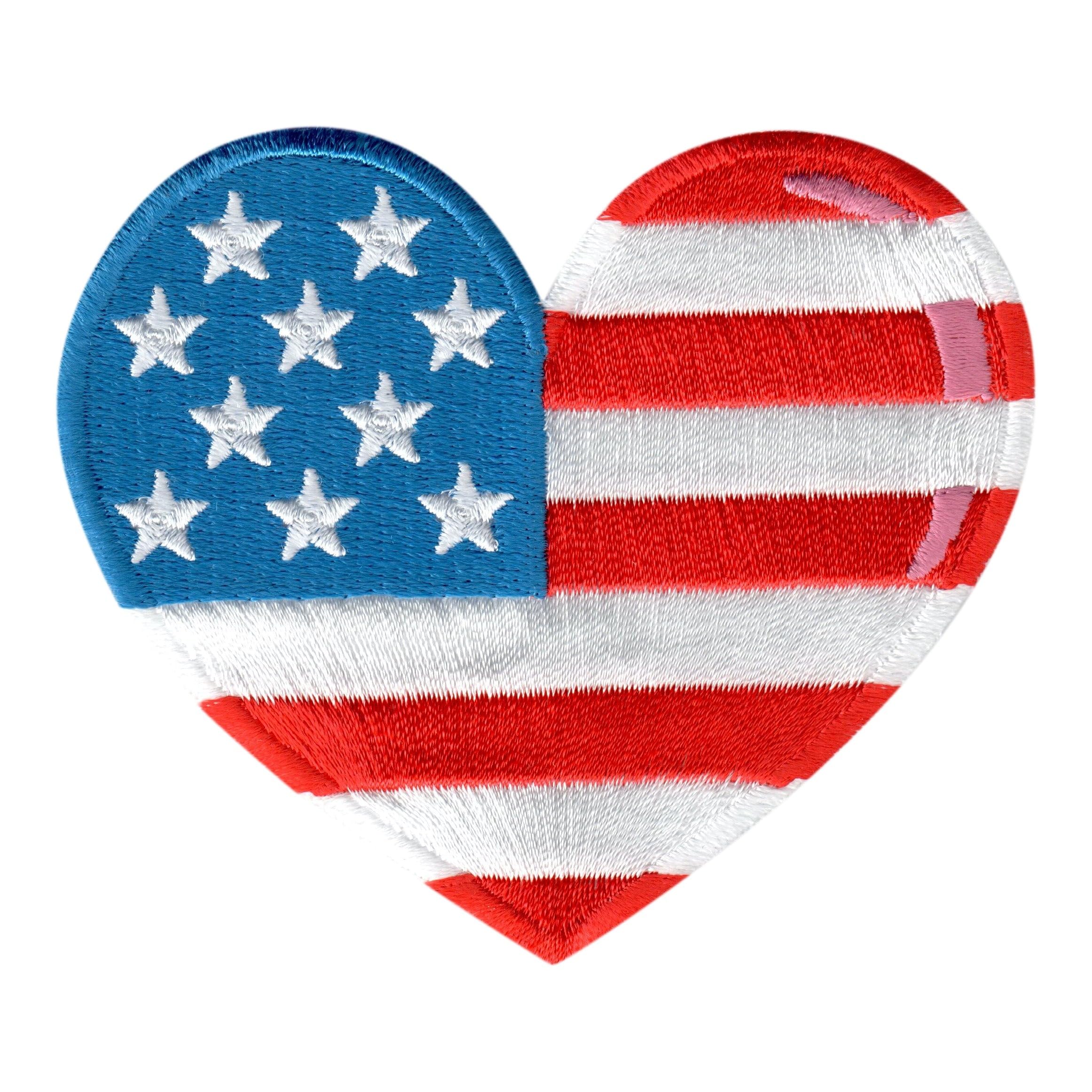 American Flag Heart Patch - Iron On or Sew On Applique for Kids & Baby - Patriotic DIY Crafts for Clothing, Backpacks & Accessories