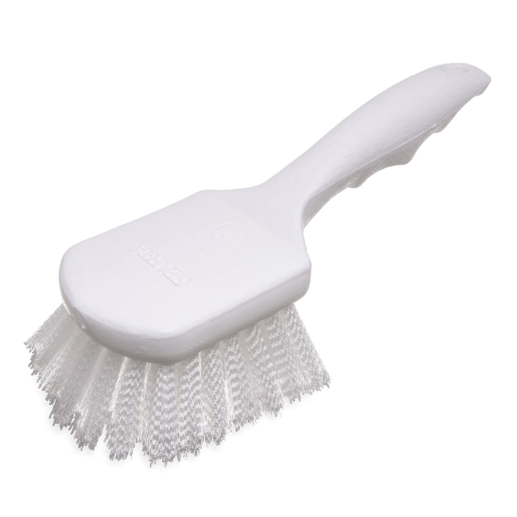 Carlisle Sparta 8 x 3 Plastic Handle Brush with Medium Stiff Nylon Bristles - White - Perfect for Cleaning Floors, Walls, and Outdoor Surfaces
