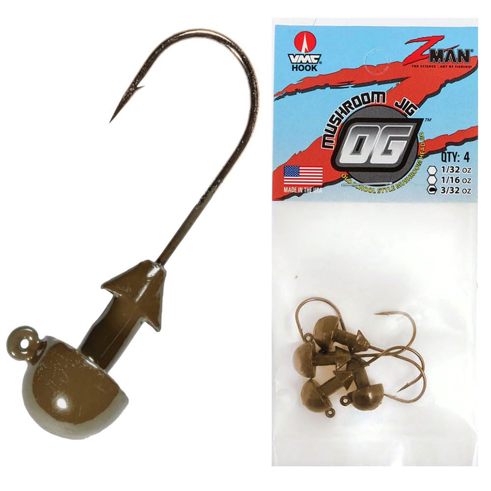 Z-MAN OG Mushroom Jigheads 4 Pack - Weedless Fishing Jig Heads for Bass, Walleye & Panfish - Perfect for Freshwater & Saltwater Fishing