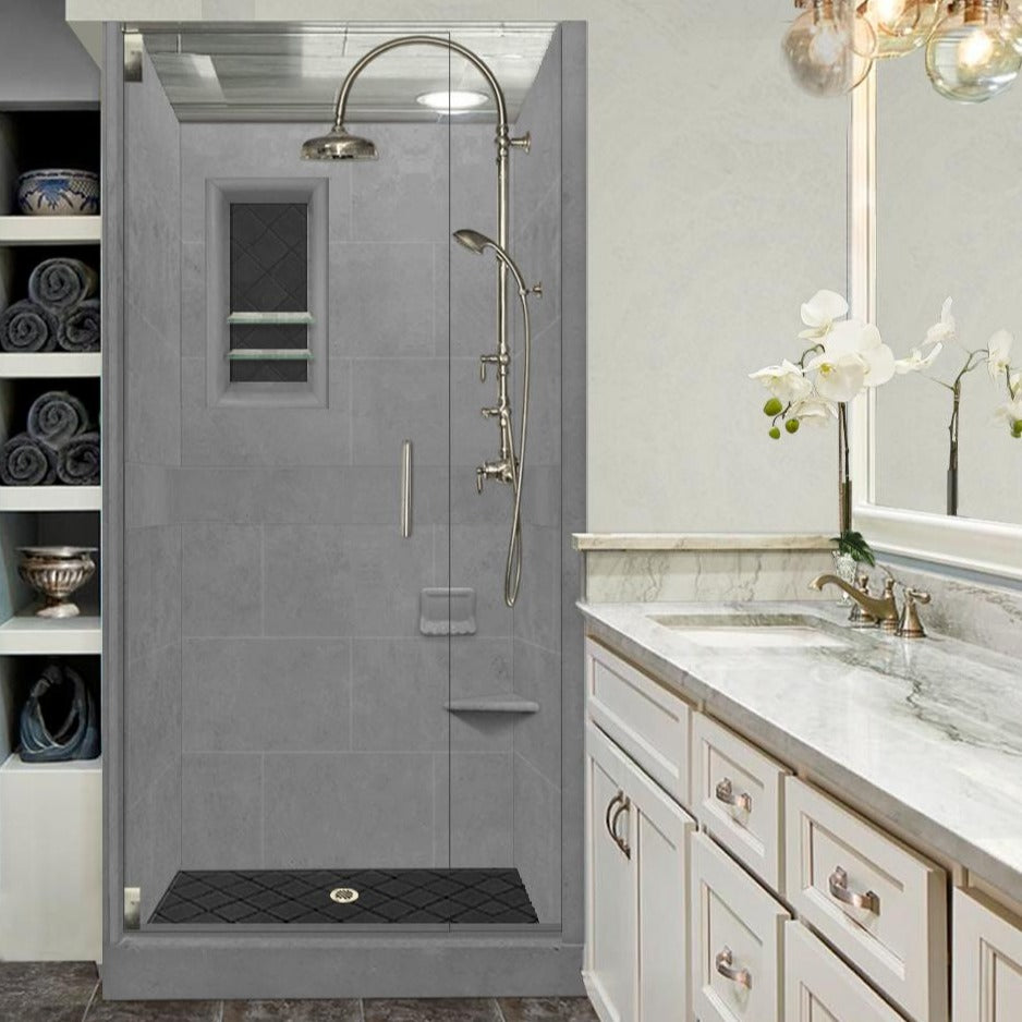 Premium Diamond Solid Wet Cement Small Alcove Shower Enclosure Kit – Waterproof & Durable Bathroom Upgrade for Modern Homes