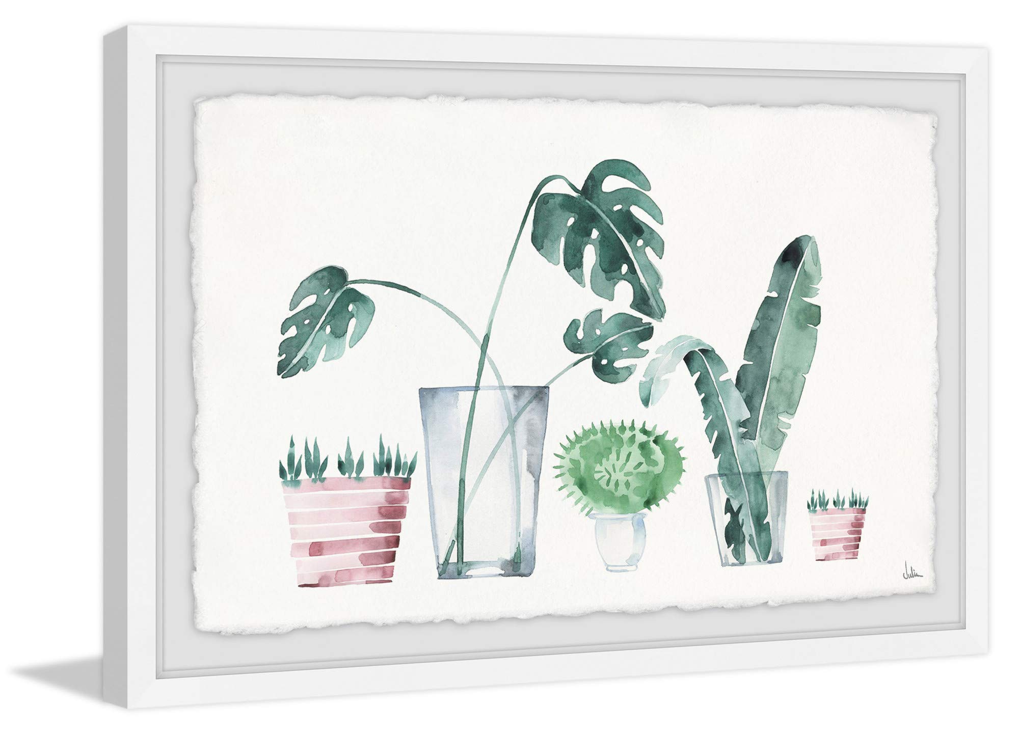 Handmade Tropical Plants Framed Print 45x30 - Botanical Wall Art for Living Room, Bedroom & Office Decor
