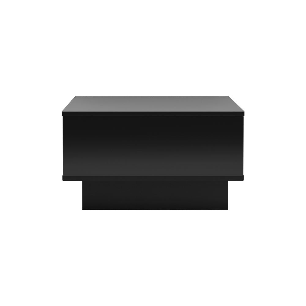 Artiss Modern Coffee Table with LED Lights - Black Glass Top End Table for Living Room, Bedroom, or Office Decor