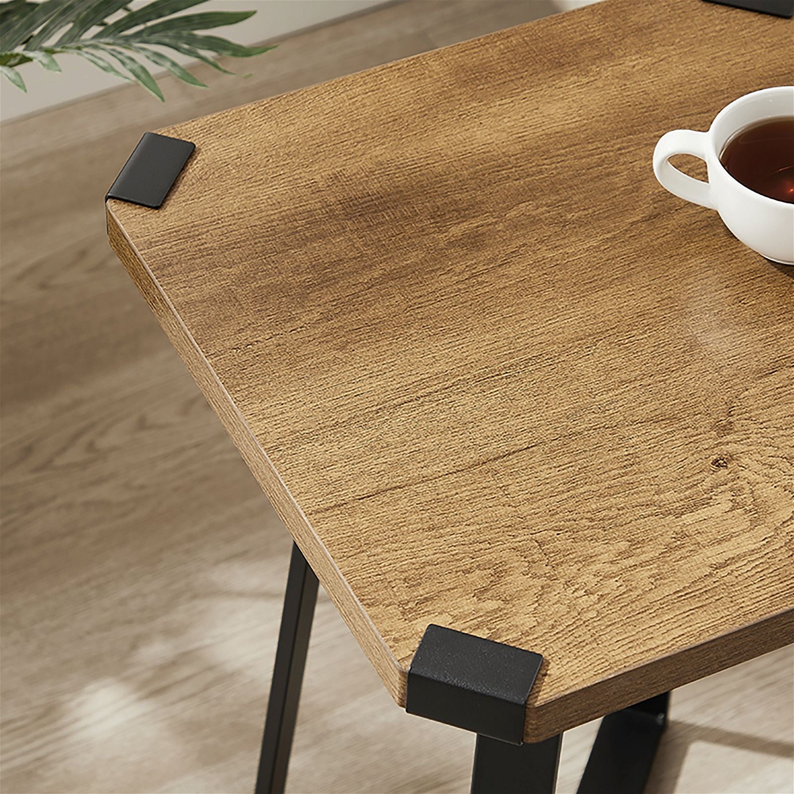 Criterion Dark Oak & Black Capri Square End Table - Modern Side Table for Living Room, Bedroom, or Office Decor