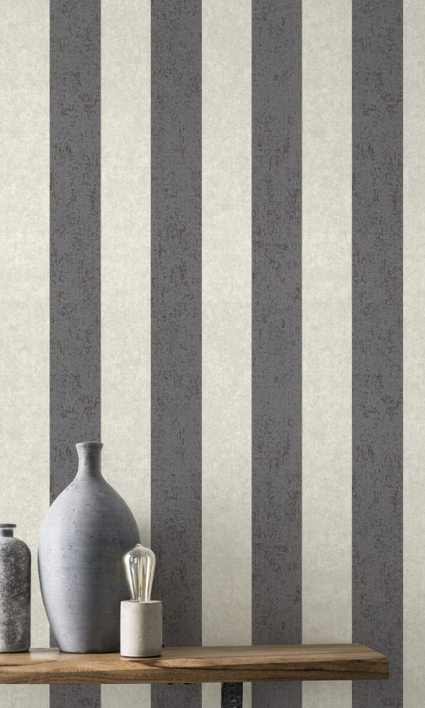 Black & White Duo Stripe Wallpaper R6551 - Modern Geometric Peel and Stick Wallpaper for Living Room, Bedroom, Office Decor