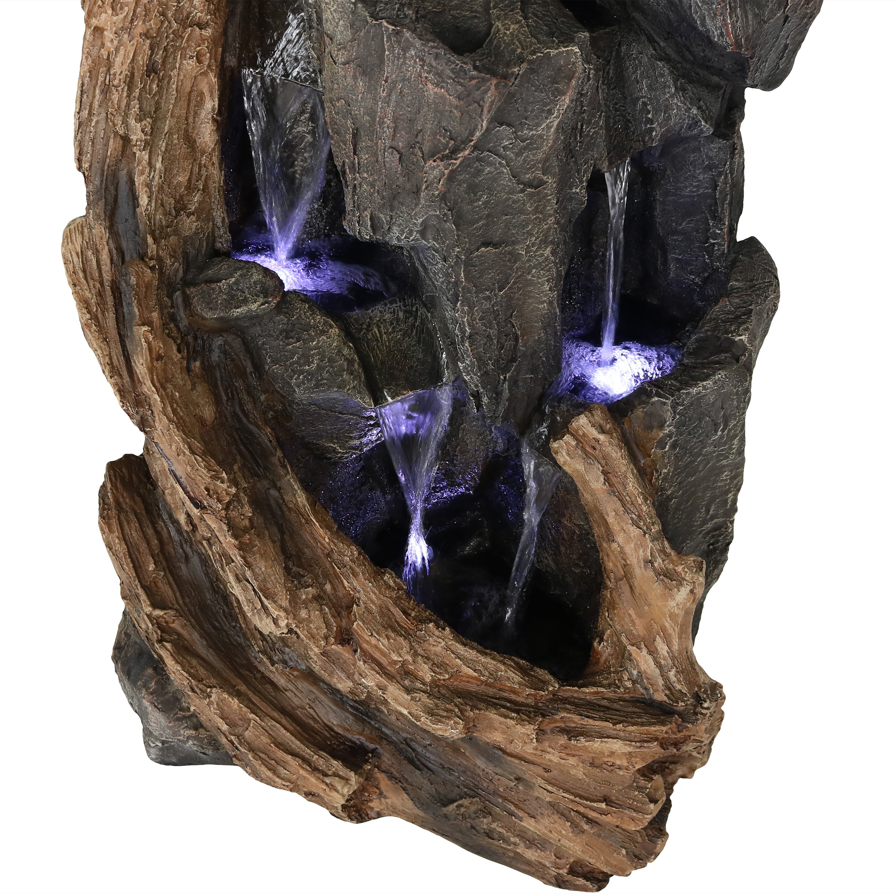 Sunnydaze Cascading Mountainside Outdoor Fountain with LED Light - 35