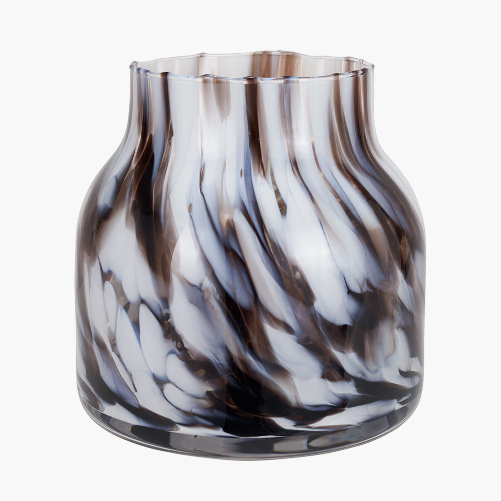 Brown and White Tortoiseshell Glass Vase - Small & Large Sizes - Elegant Home Decor for Centerpieces, Wedding Decorations & Living Room Accents