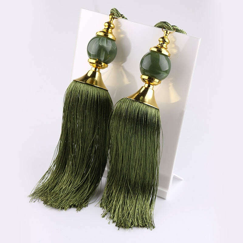 Elegant Kara Poly Jade Ball Tassel Curtain Tieback Holder - Stylish Window Drapes Accessory for Living Room, Bedroom & Home Decor