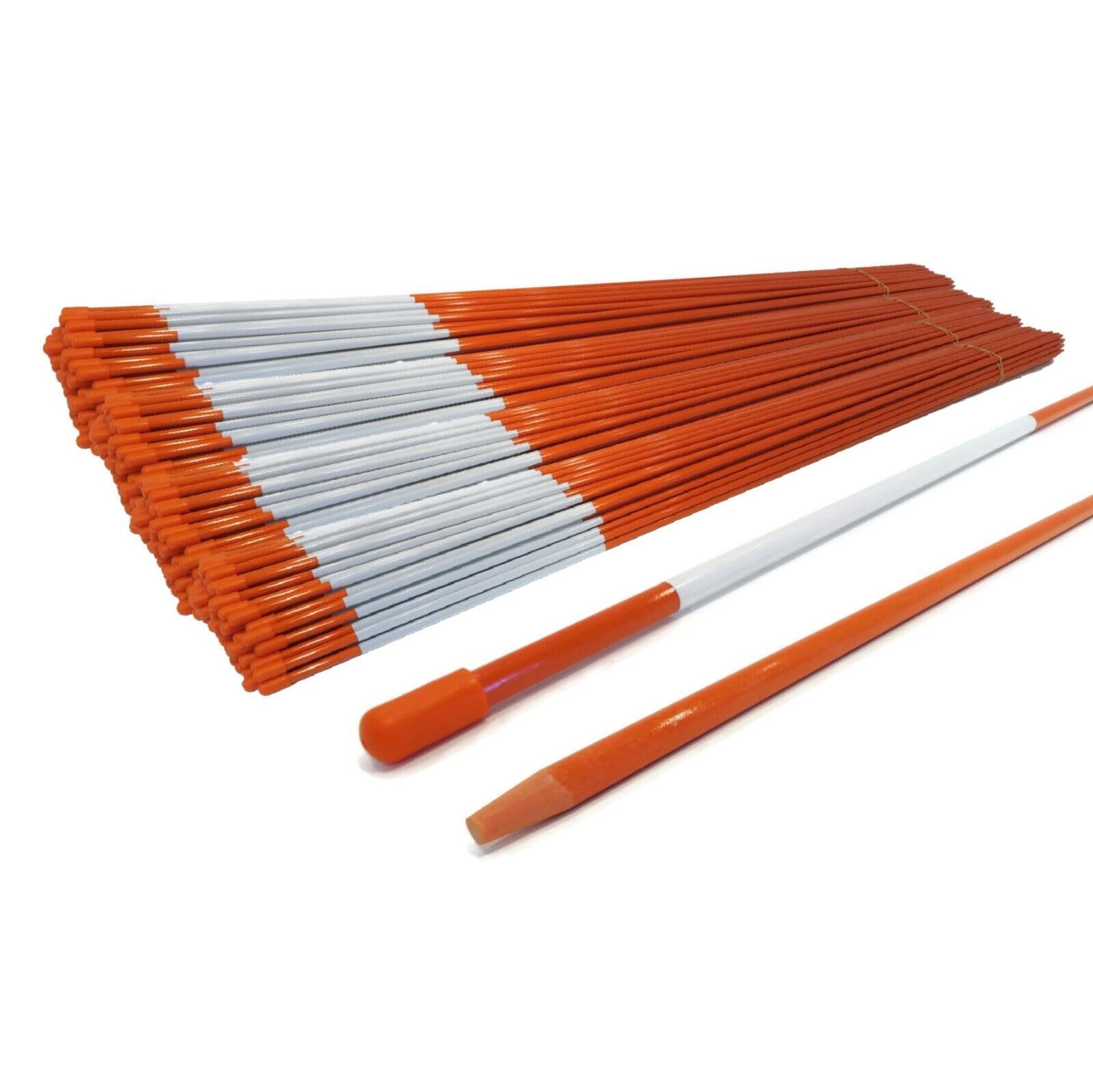 2500 Pack 5/16 Inch Orange 48 Inch Reflective Driveway Markers - Heavy Duty Snow Stakes for Snow Plowing, Parking Lots, Walkways & Sidewalks - High Visibility Safety Poles for Driveway, Road & Construction Site Marking