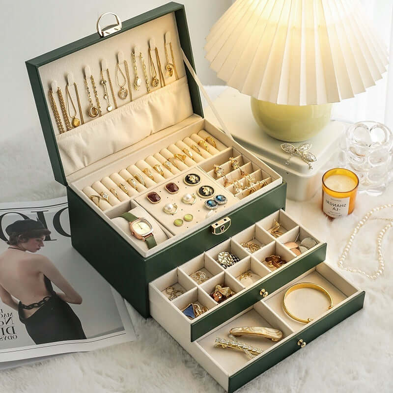 3 Layer Waterproof Jewelry Organizer Box for Necklaces & Rings | Travel-Friendly Storage Case | Perfect for Travel, Home, and Gift Giving