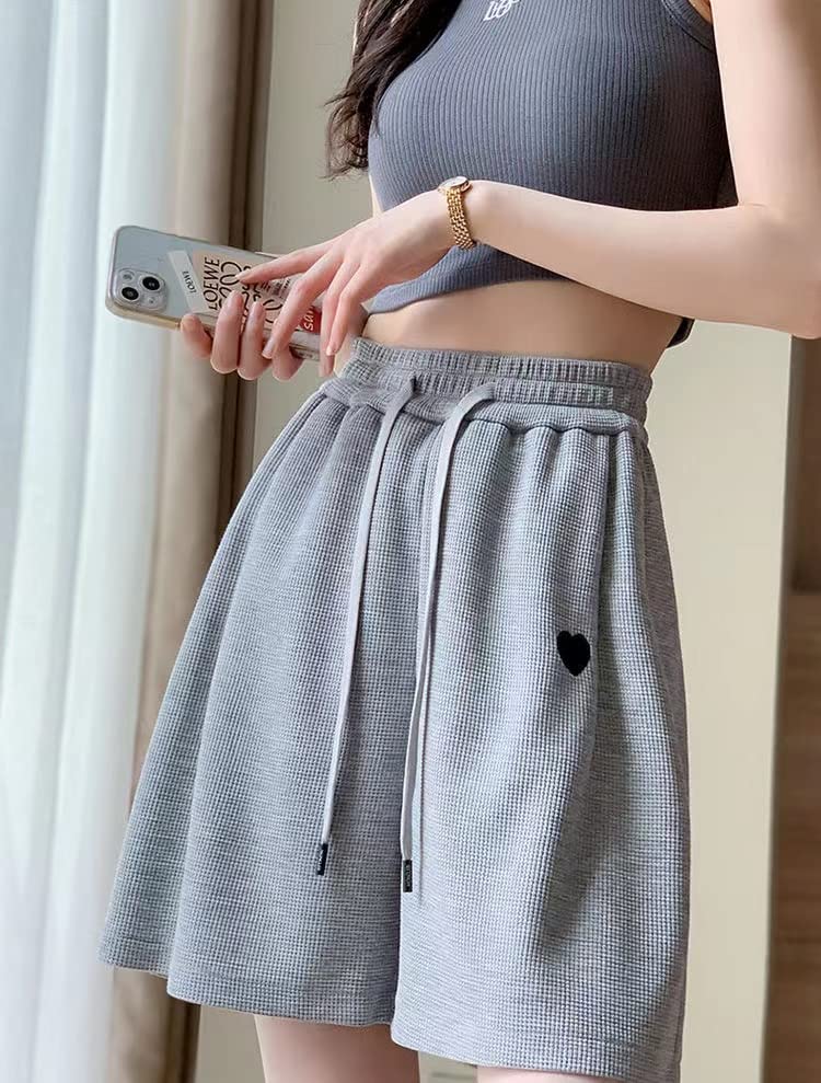 Women's Bermuda Shorts - Cute Heart Print Casual Summer Athletic Shorts for Running, Walking & Home Wear | Soft Jersey Sweatpants for Teens & Girls
