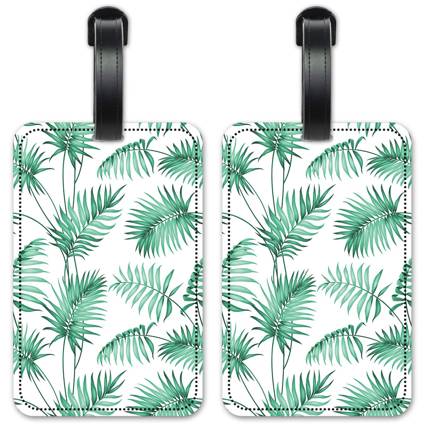2 Pack Palm Fronds Luggage ID Tags - Waterproof Suitcase Identification Cards for Travel - Perfect for Airports, Cruise Ships & Business Trips