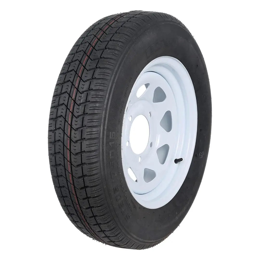 ST205/75D15 Trailer Tires with 15-Inch Rims - 2 Pack, 6PR Load Range C, 5 Lug 4.5