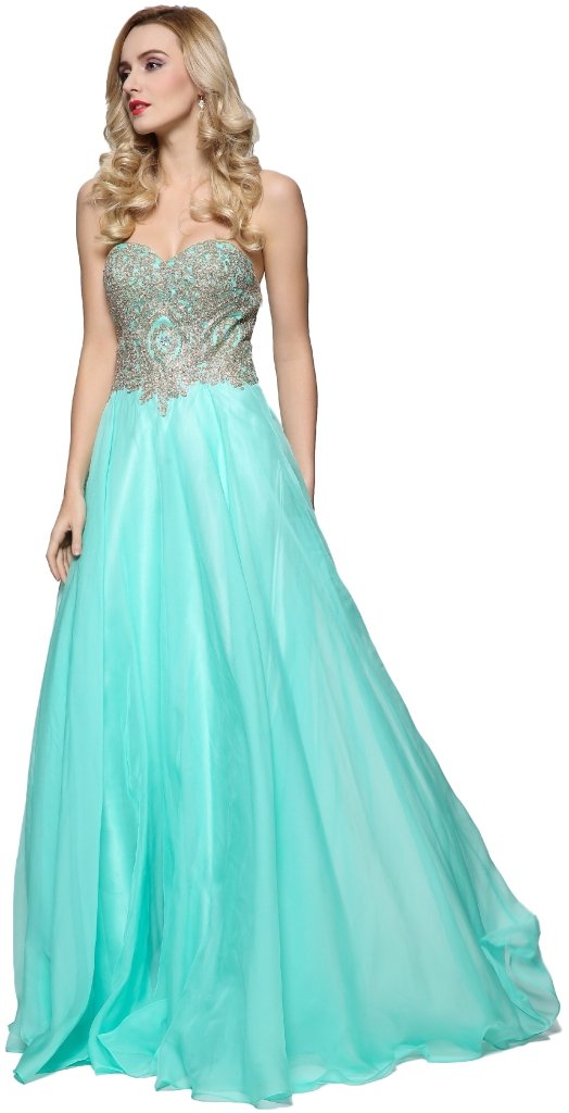 Meier Women's Strapless Gold Embroidery Beaded Prom Formal Dress - Elegant Evening Gown for Homecoming, Wedding, and Special Occasions