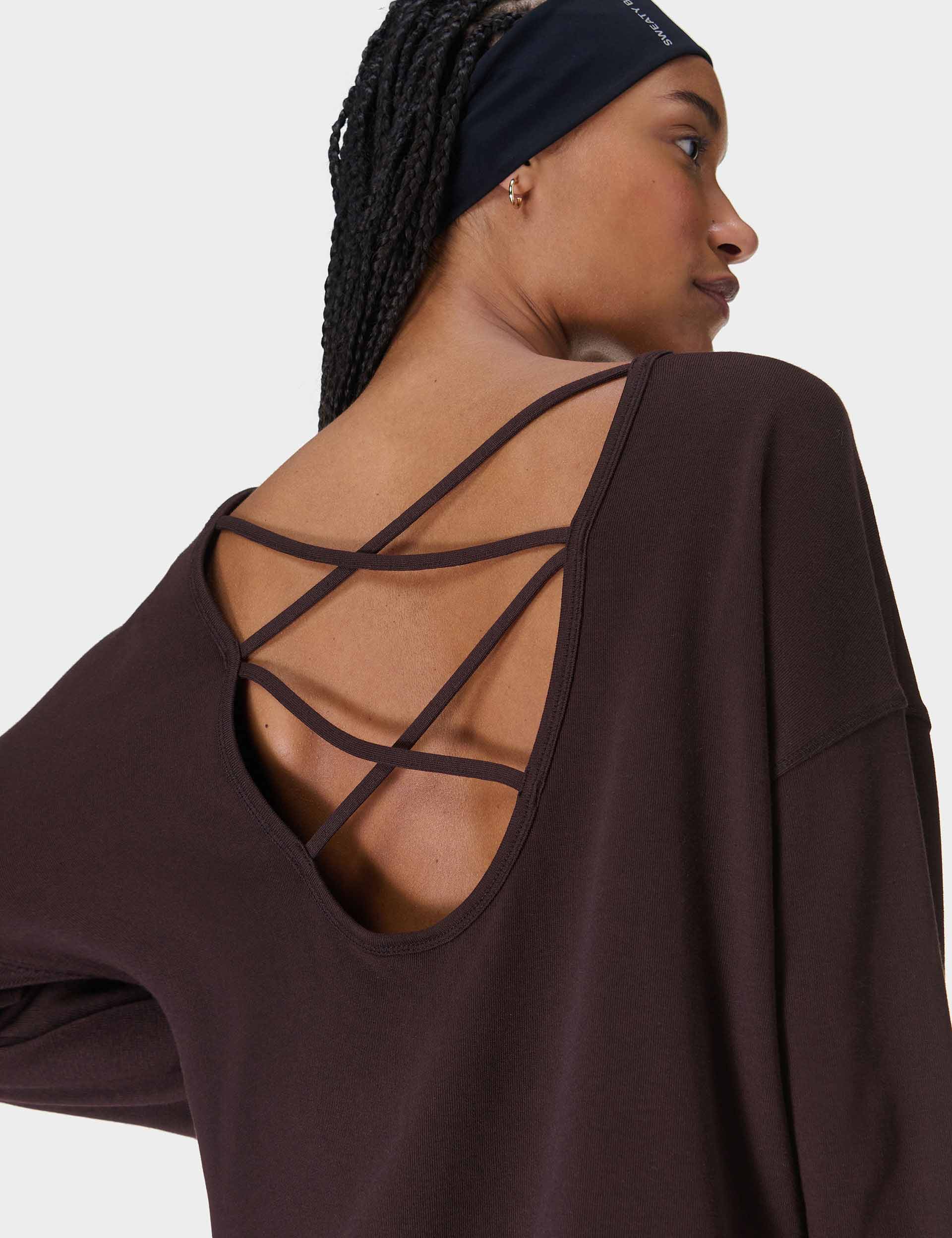 After Class Cross Back Sweatshirt for Women - Soft & Comfortable Pullover Hoodie in Sable Brown | Perfect for Casual Wear, Lounge, and College Campus Outfits