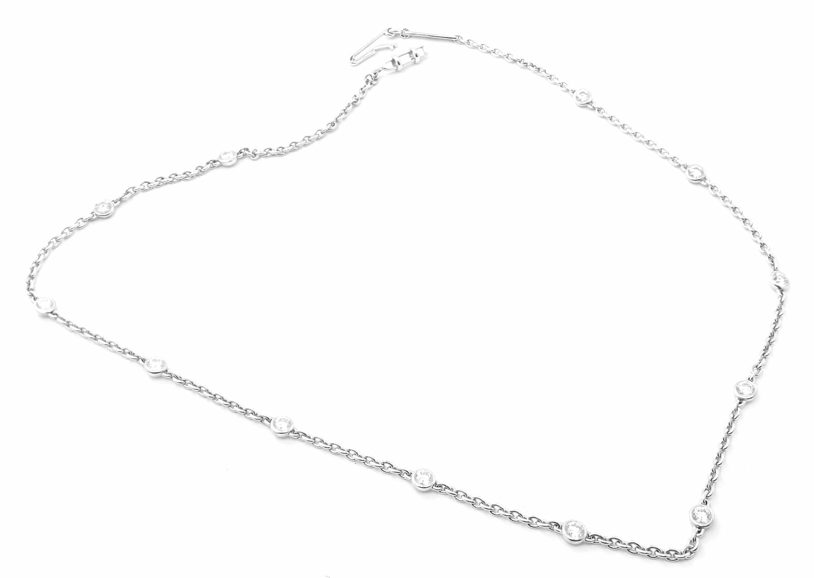 Authentic Cartier 18k White Gold 1.5ct Diamond By The Yard Chain Necklace - Luxury Jewelry for Women, Perfect for Weddings, Anniversaries & Special Occasions