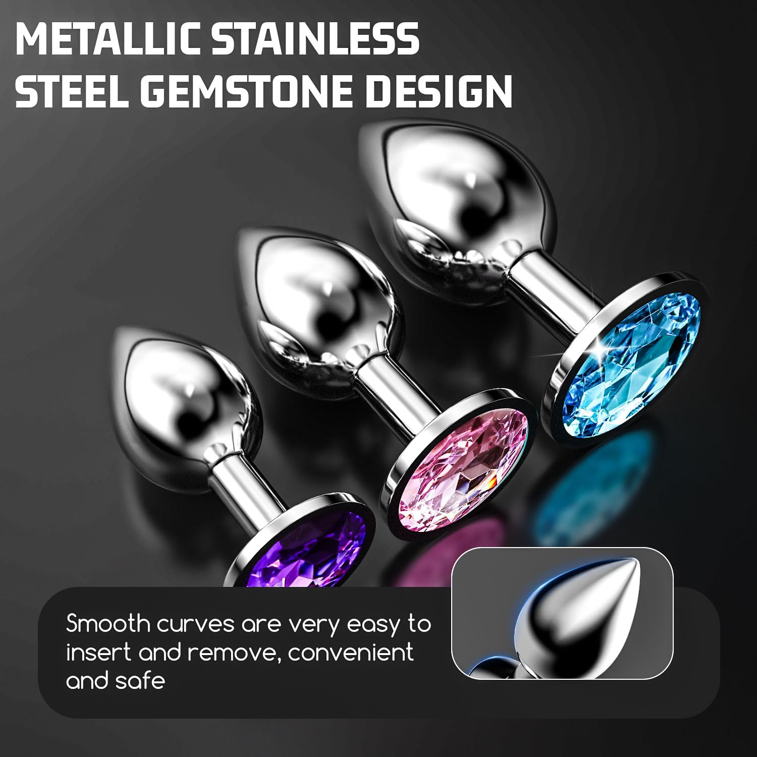 Premium 3-Piece Stainless Steel Anal Plug Training Kit - Comfortable Butt Plug Set for Couples, Men & Women | Portable Adult Toy for Anal Relaxation & Exercise | Perfect for Beginners, Sensual Play & Intimate Training