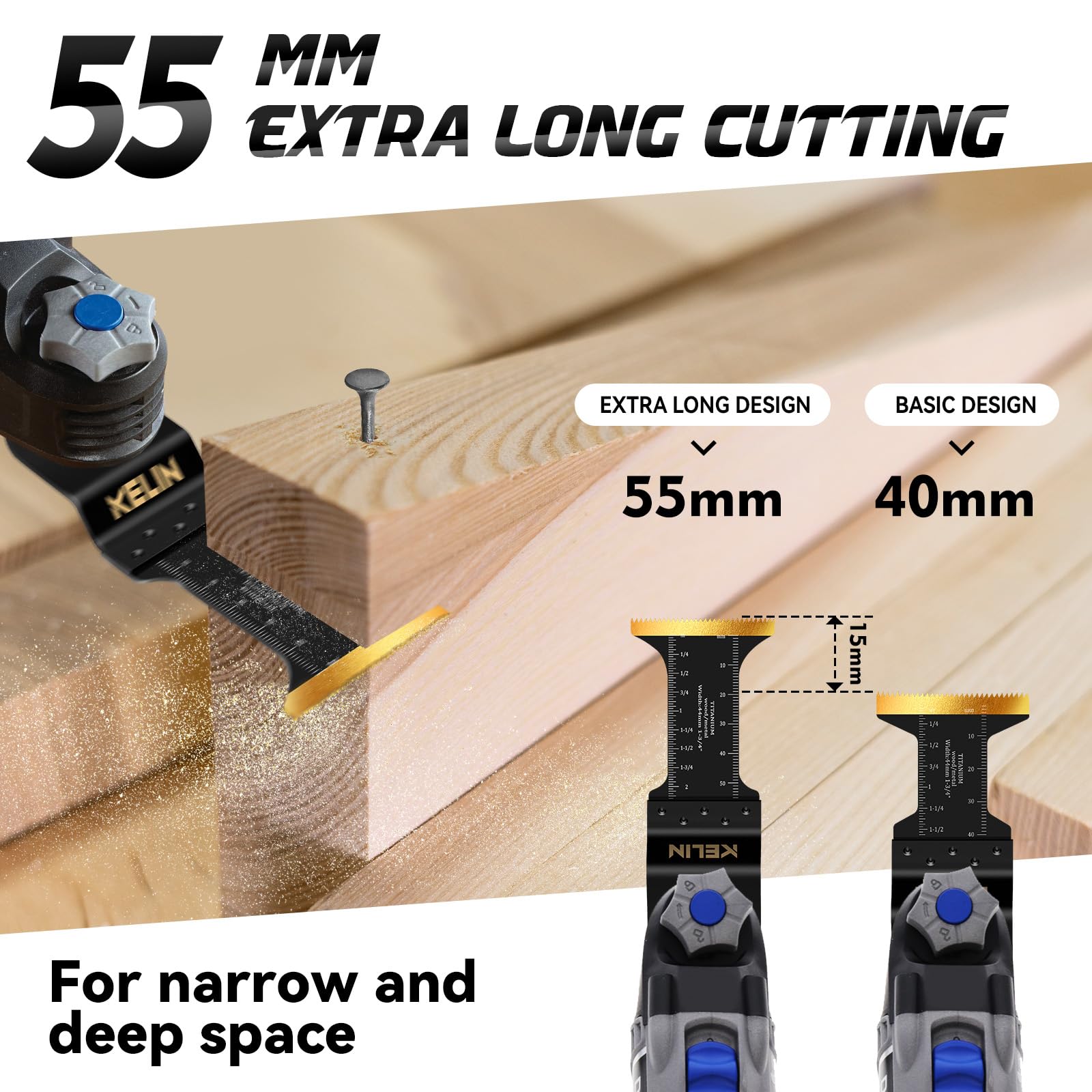 26-Piece Titanium Oscillating Multi-Tool Blades Kit with Sanding Pads - 4 Sizes for Cutting Metal & Wood - Compatible with Bosch, Fein, Milwaukee, Ryobi, DeWalt - Perfect for DIY Projects, Home Renovation & Professional Construction Work