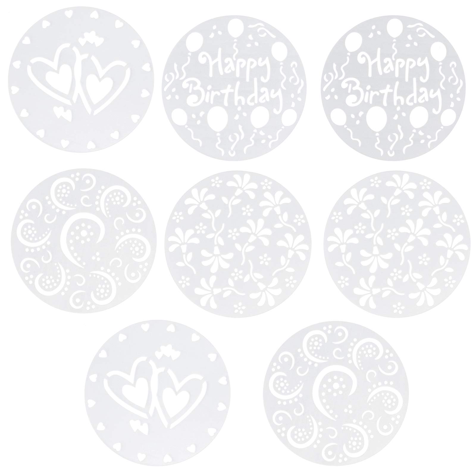 UPKOCH 8-Piece Dessert & Coffee Decorating Stencils Set - Reusable Latte Art Templates for Cappuccino, Hot Chocolate & Baking - Perfect for Home Baristas, Coffee Shops & DIY Dessert Decorating