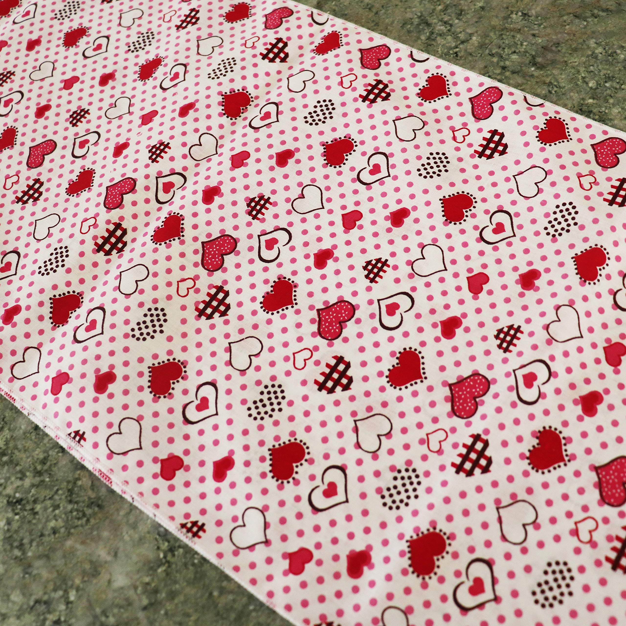 Hearts and Dots Cotton Table Runner 12