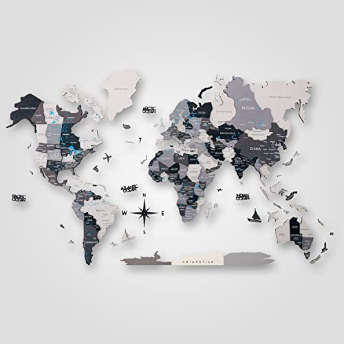 3D Wooden World Map Wall Art - Large Nordic Style Home Decor for Living Room, Office, Bedroom | Unique Travel Gift & Stylish Interior Design for Modern Spaces