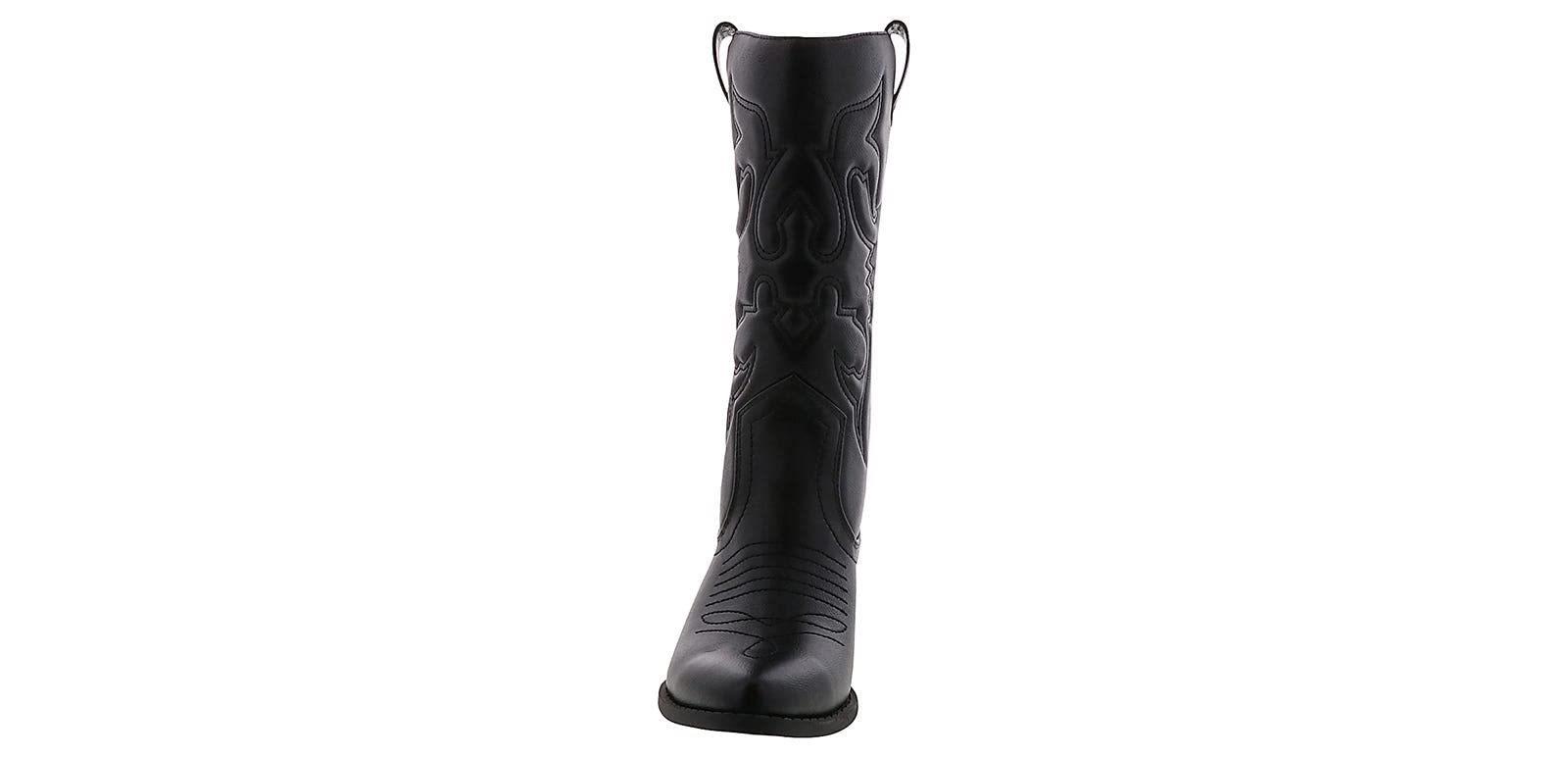Women's Reno Western Cowboy Boots - Pull On High Heel Ankle Boots with Tabs (Black PU, Size 8) | Country Dance, Rodeo & Casual Wear