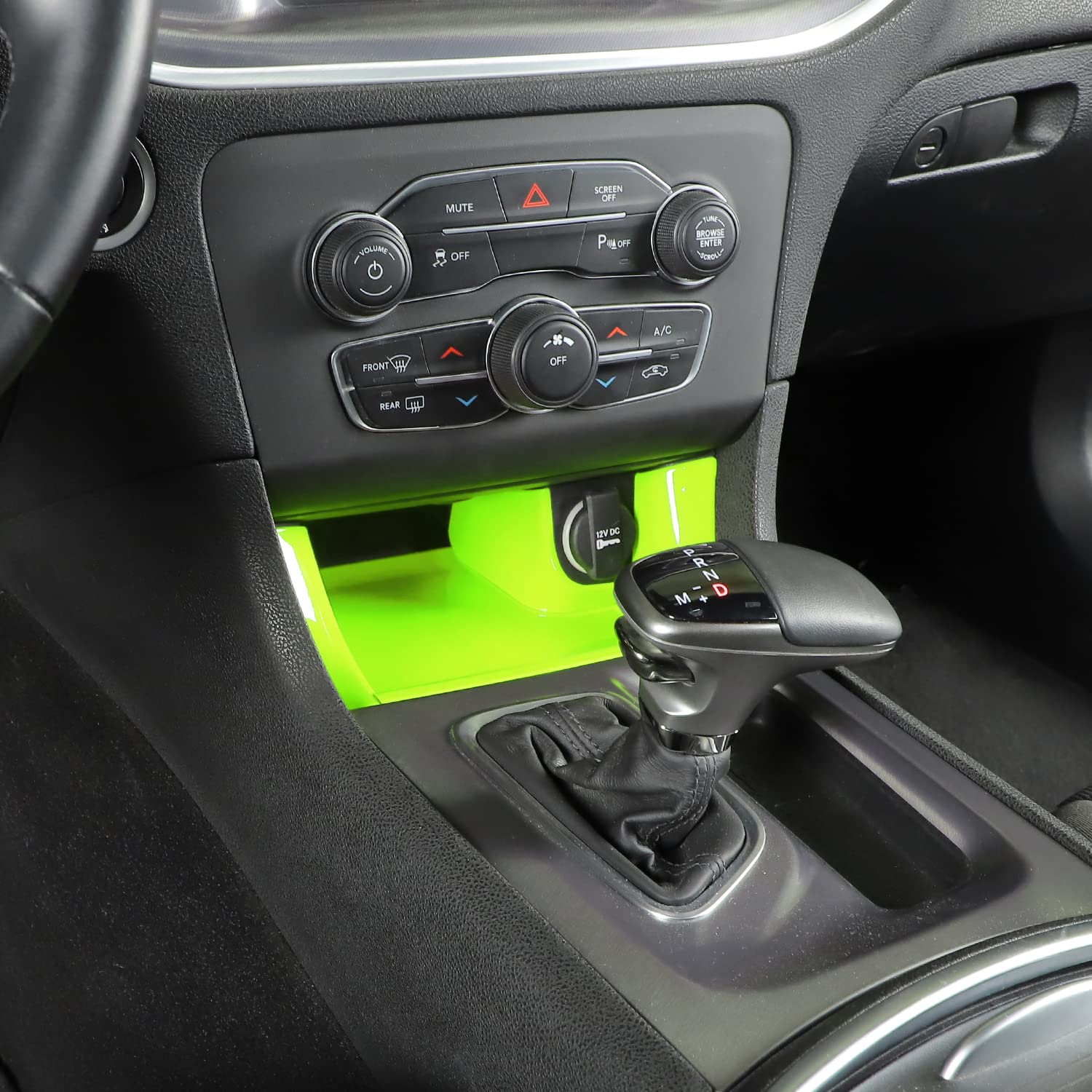 2011-2019 Dodge Charger Center Console Gear Shift Storage Trim Panel - ABS Green 4-Piece Set - Organize Small Items & Enhance Interior Style - Perfect for Car Accessories, Road Trips & Daily Commute