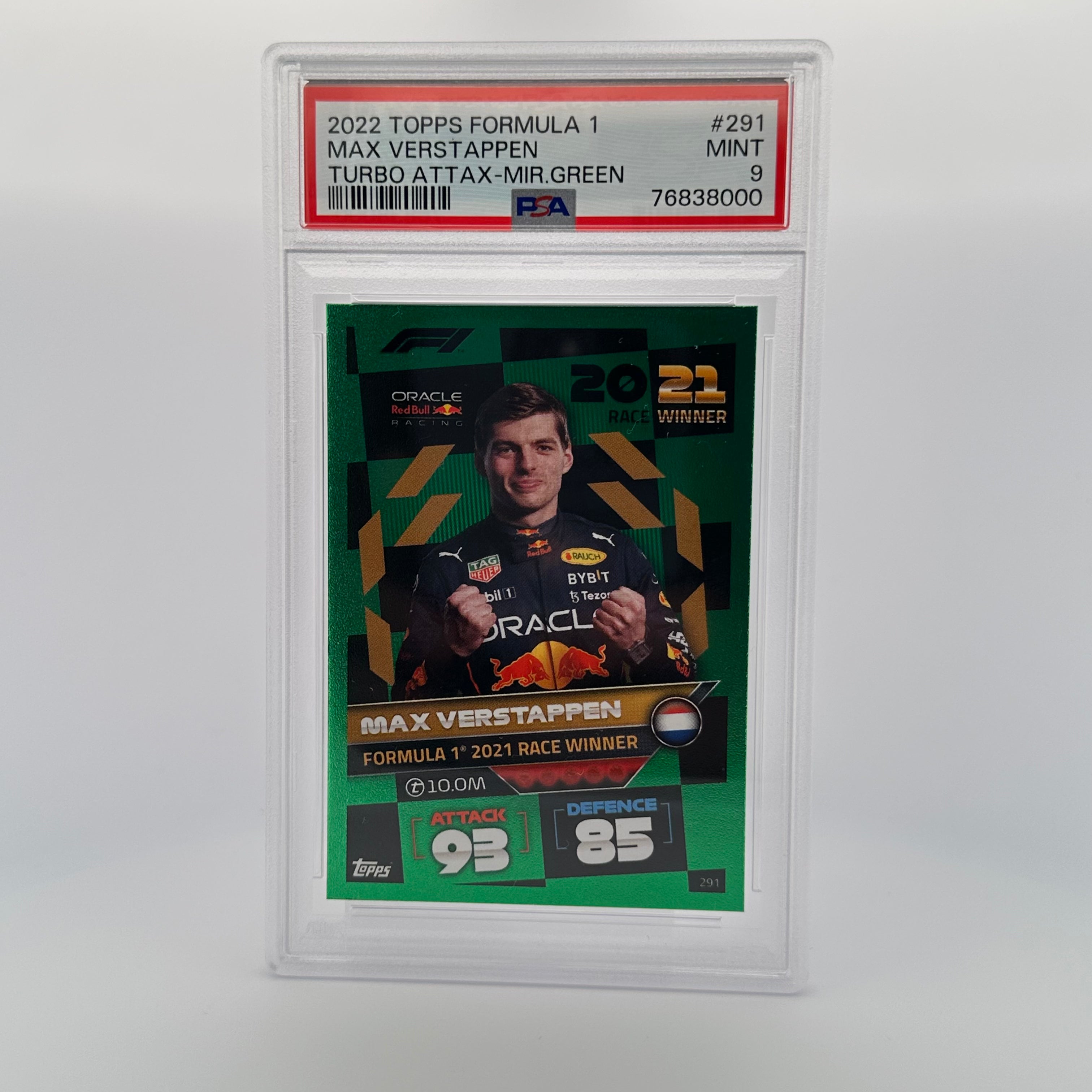 PSA 9 Graded MAX VERSTAPPEN #291 208/500 MIRROR GREEN Trading Card - Perfect for Collectors, Sports Memorabilia Enthusiasts & Formula 1 Fans