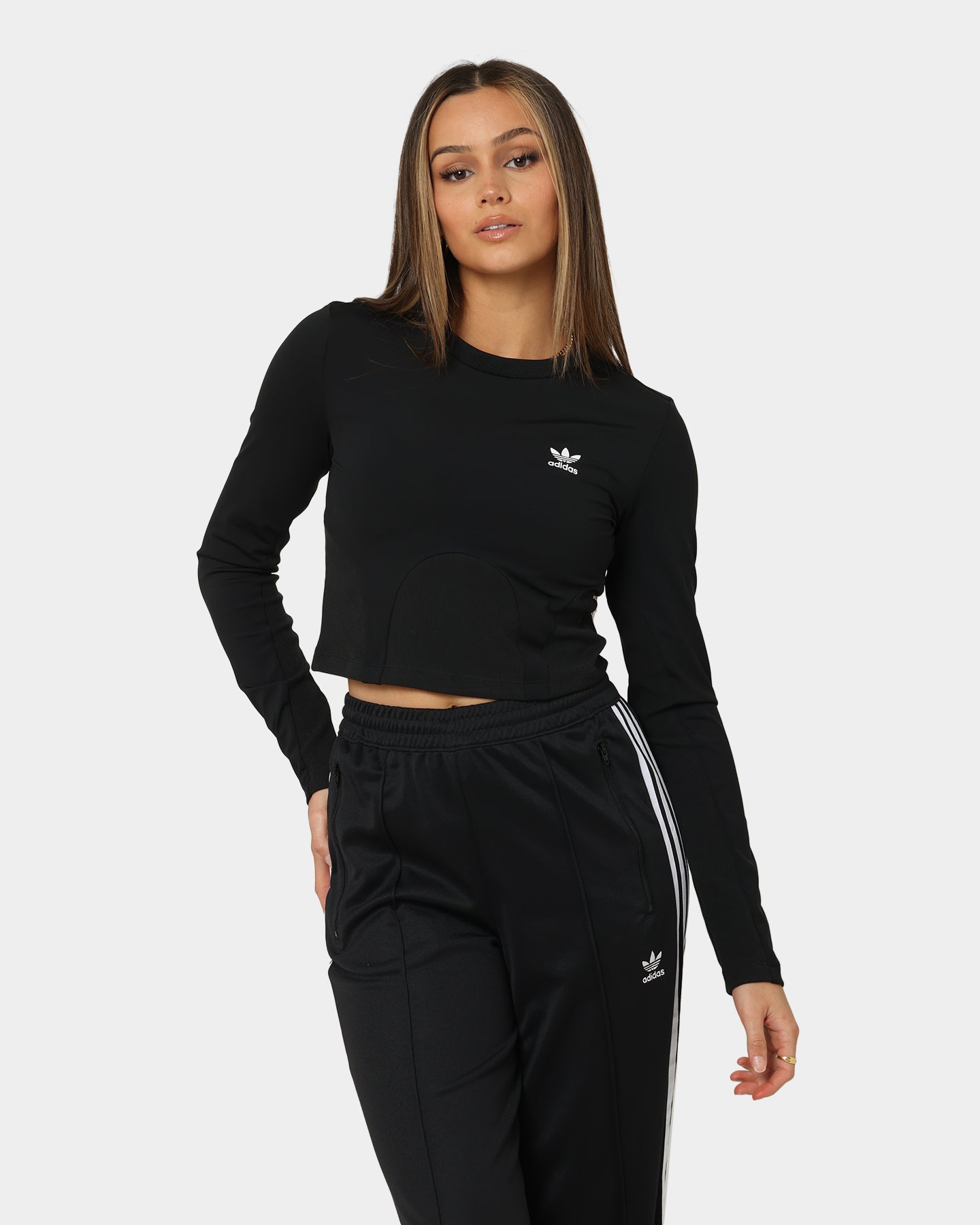 Adidas Women's Always Original Rib Long Sleeve T-Shirt - Black | Athletic Casual Top for Workouts, Yoga & Everyday Wear