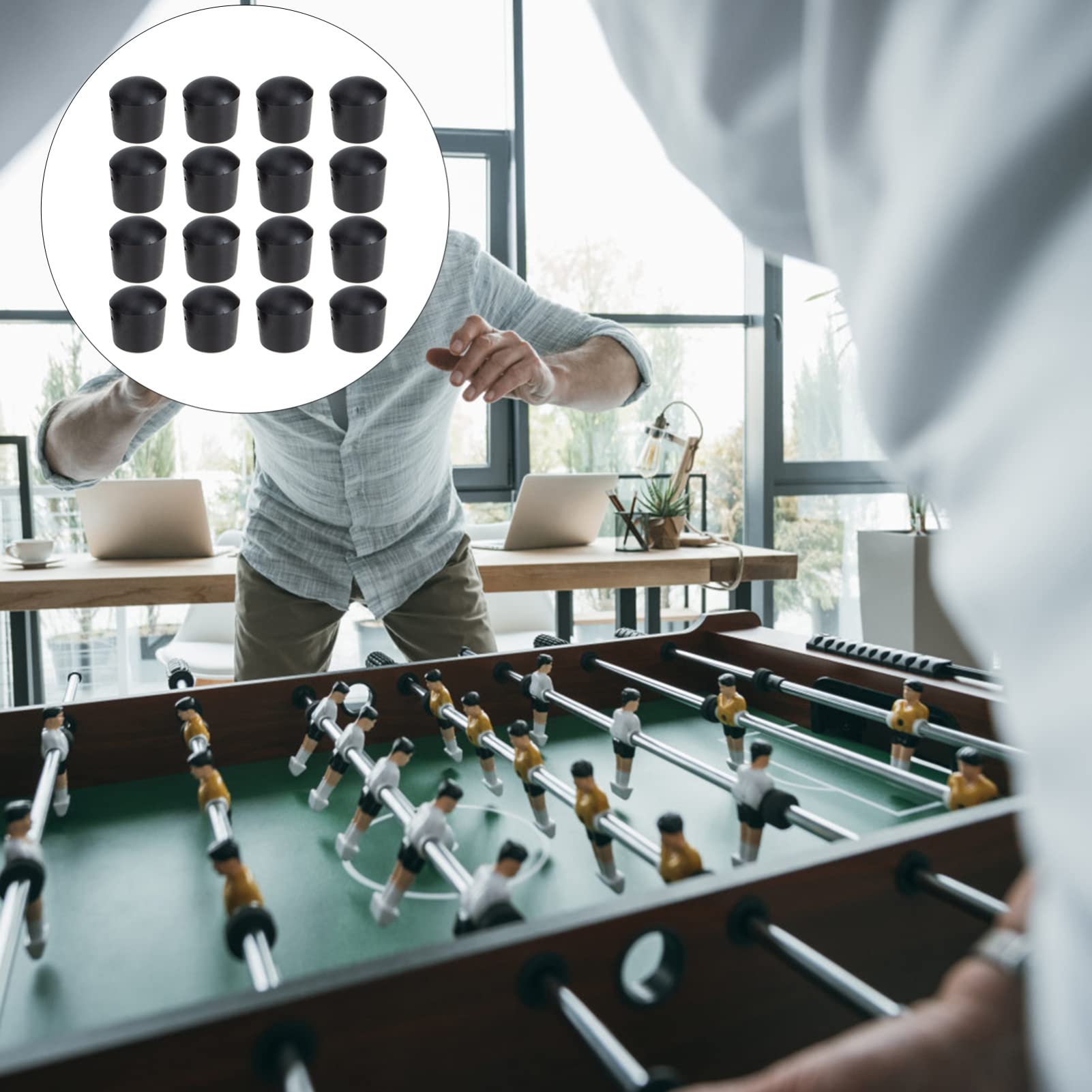 BESPORTBLE 16-Piece Soccer Rod Accessories Set - Replacement Foosball Post Covers, Rubber Caps & Plugs for Table Football Machines | Universal Fit for Iron Foosball Poles | Safety Black End Caps - Perfect for Home Game Rooms, Bars & Arcades