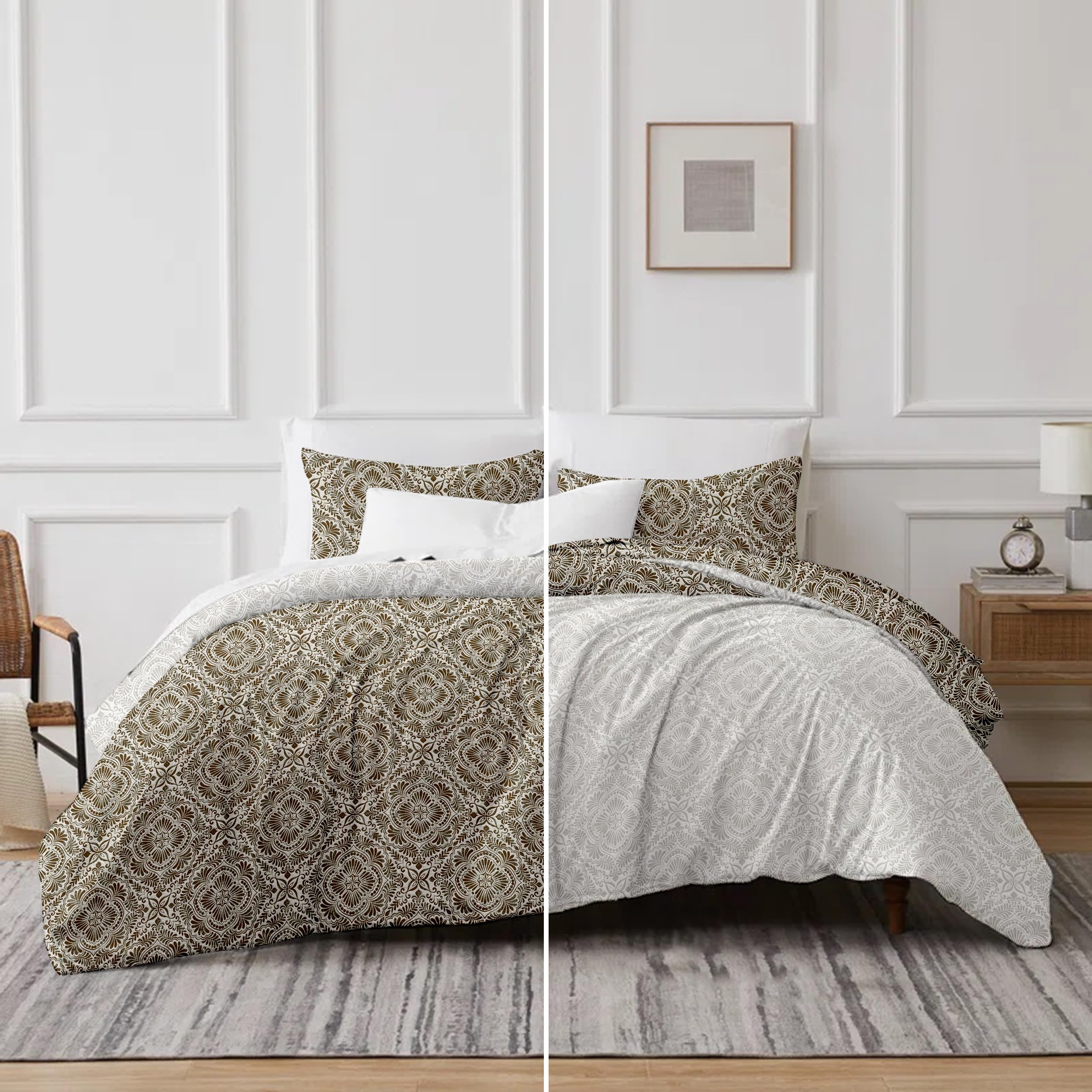 Delara Organic Cotton Queen Duvet Cover Set - 3 Piece Soft Bedding Set with 2 Pillow Shams | Button Closure & Corner Ties | Machine Washable | GOTS Certified | Perfect for Master Bedroom, Guest Room & Cozy Home Decor