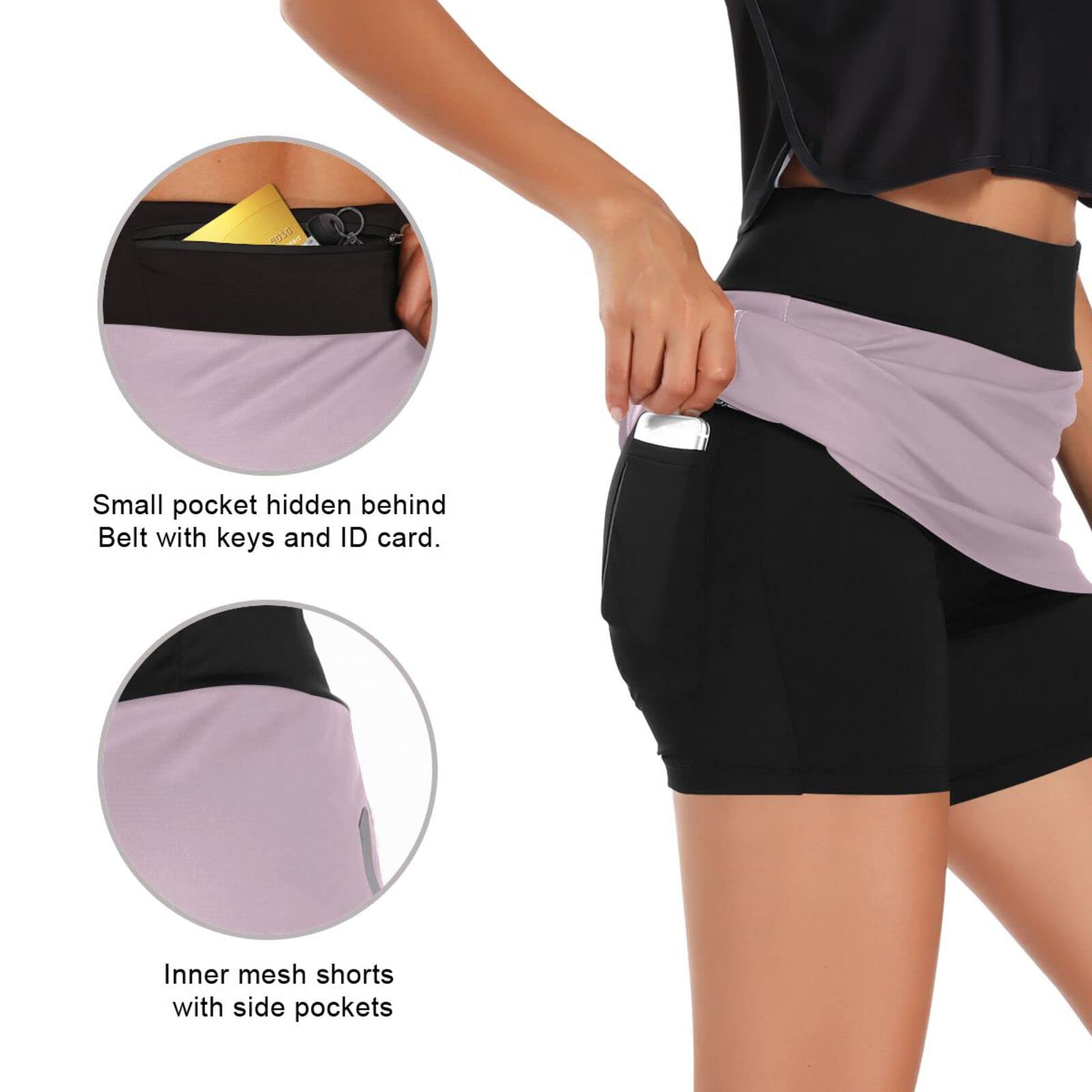 Women's Athletic Skorts with Built-in Shorts - Animal World Map Print Workout Skirts for Running, Tennis & Gym - Breathable Fitness Skorts for Women