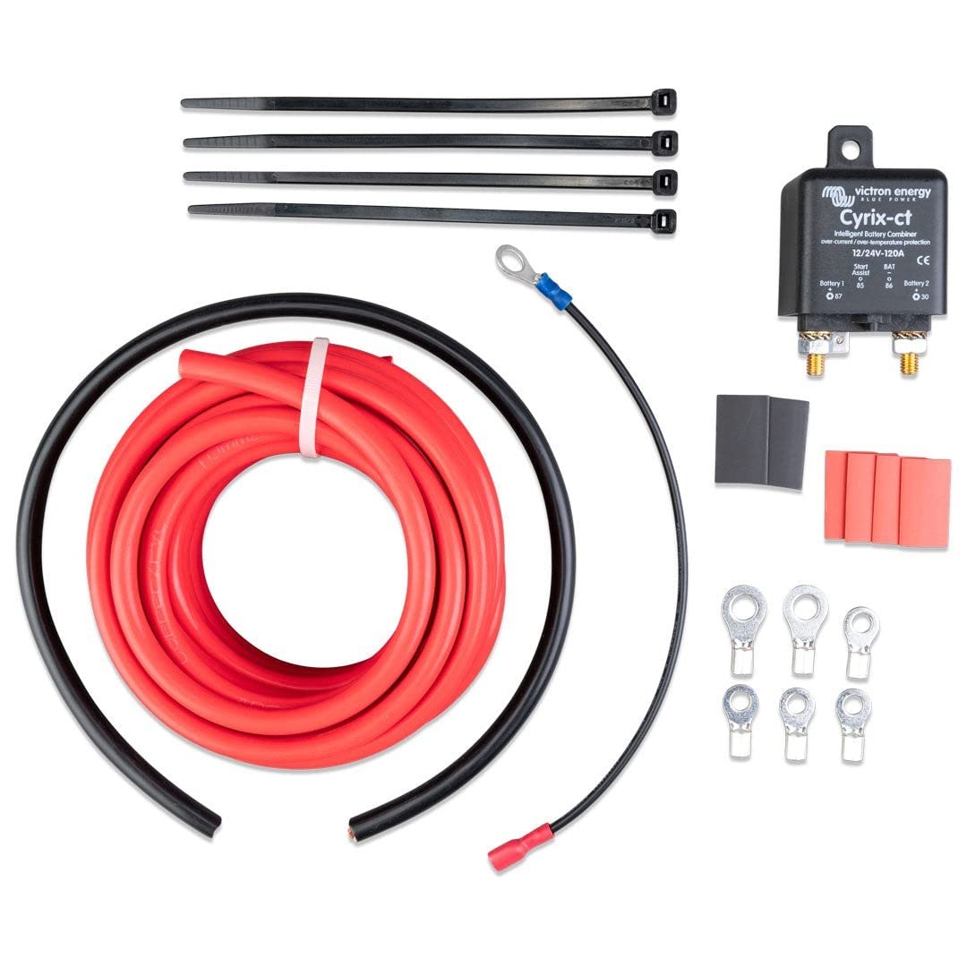 Victron Energy Cyrix-CT 12V/24V 120A Battery Combiner Kit - Dual Battery Charging System for Marine, RV & Off-Grid Power Solutions