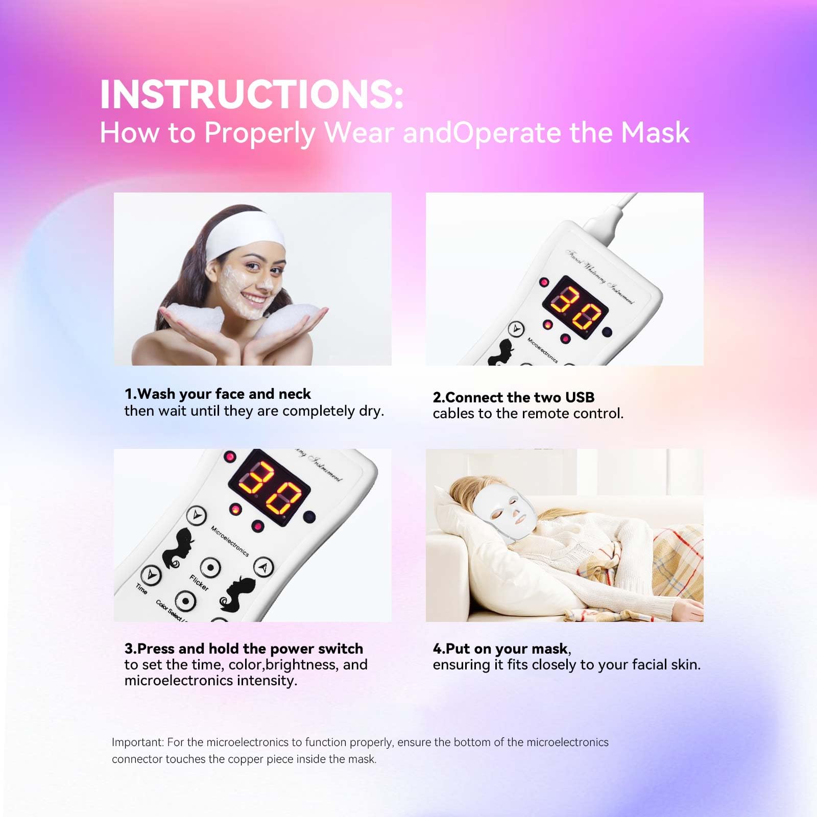 LED Facial Mask FM-01 - 7 Color Light Therapy Device for Face with Red & Blue Light | At-Home Skincare Treatment for Acne, Wrinkles & Anti-Aging | Perfect for Spa Nights & Self-Care Routines