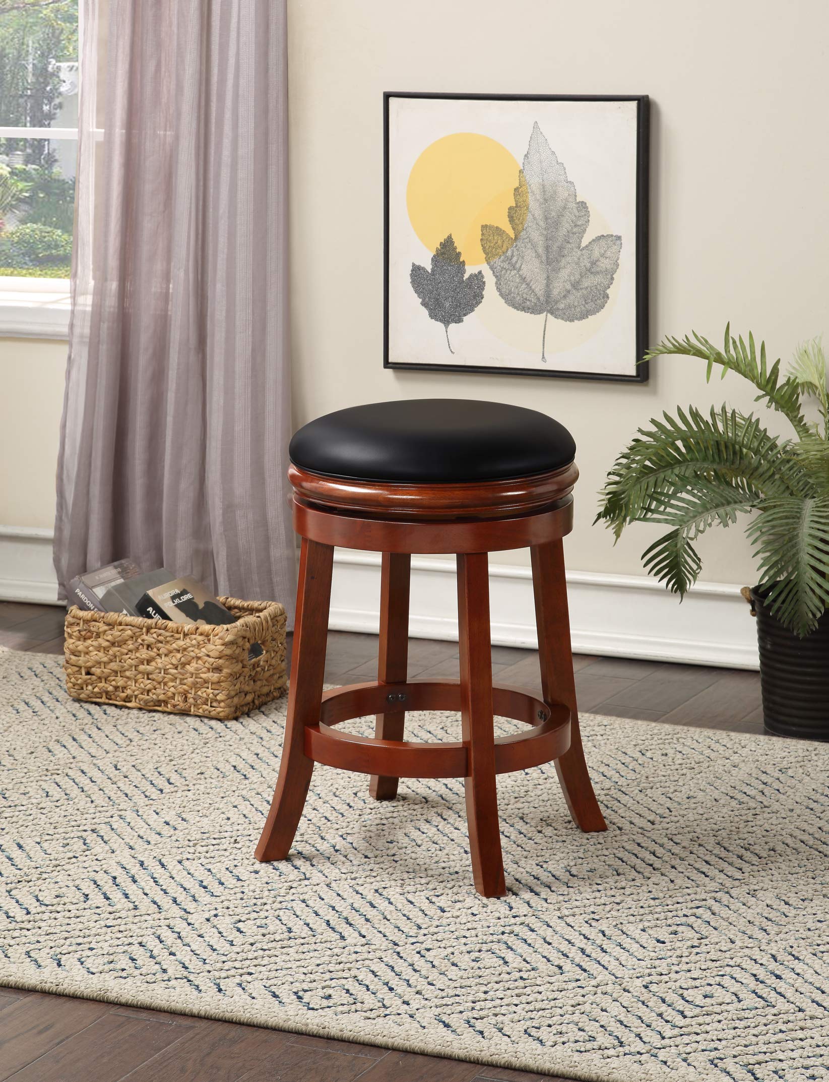 Boraam 24-Inch Backless Counter Height Stool in Cherry Wood - Perfect for Kitchen Islands, Breakfast Bars & Small Spaces