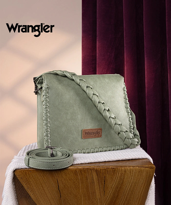 Wrangler Braided Crossbody Bag for Women - Stylish Leather Shoulder Purse with Adjustable Strap, Perfect for Travel, Shopping & Everyday Use