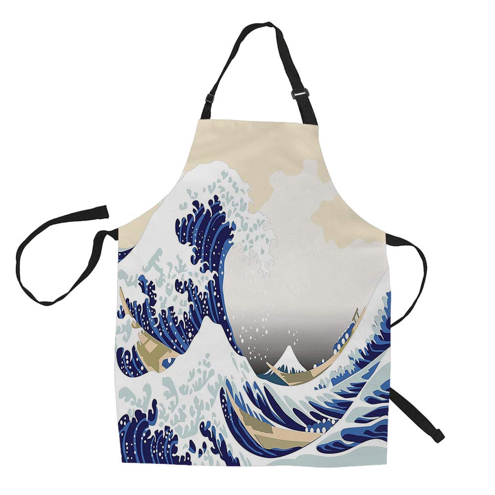 Swono Adjustable Waist Tie Bib Kitchen Apron for Cooking & Baking - Colorful Waterproof Chef Aprons for Adults, Women & Men - Perfect for BBQ, Grilling, Baking & Home Kitchen Use