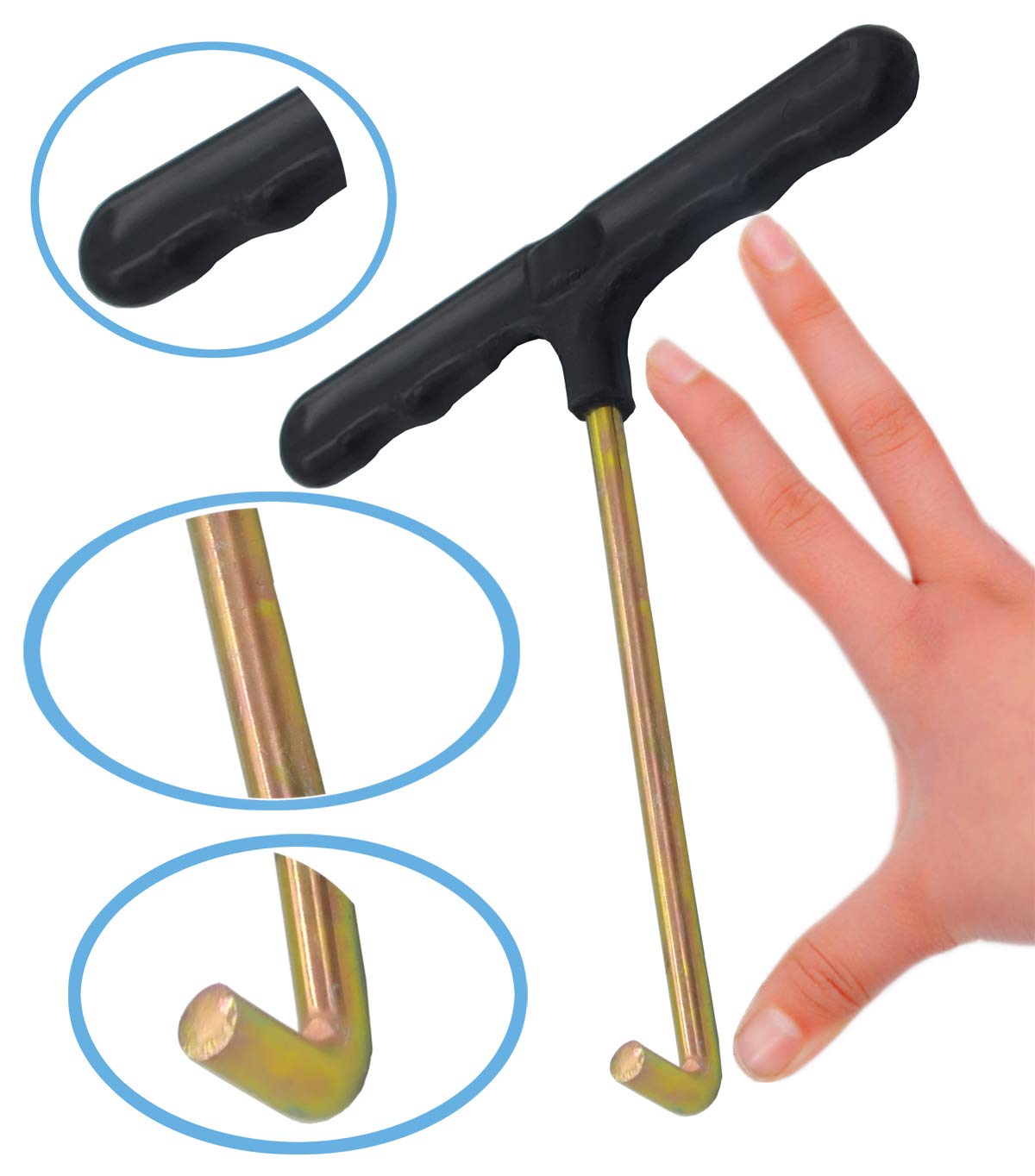 Vincilee Trampoline Spring Pull Tool (2 Pack) - Heavy Duty T-Hook for Easy Trampoline Assembly & Repair - Perfect for Backyard, Gym, and Playground Use