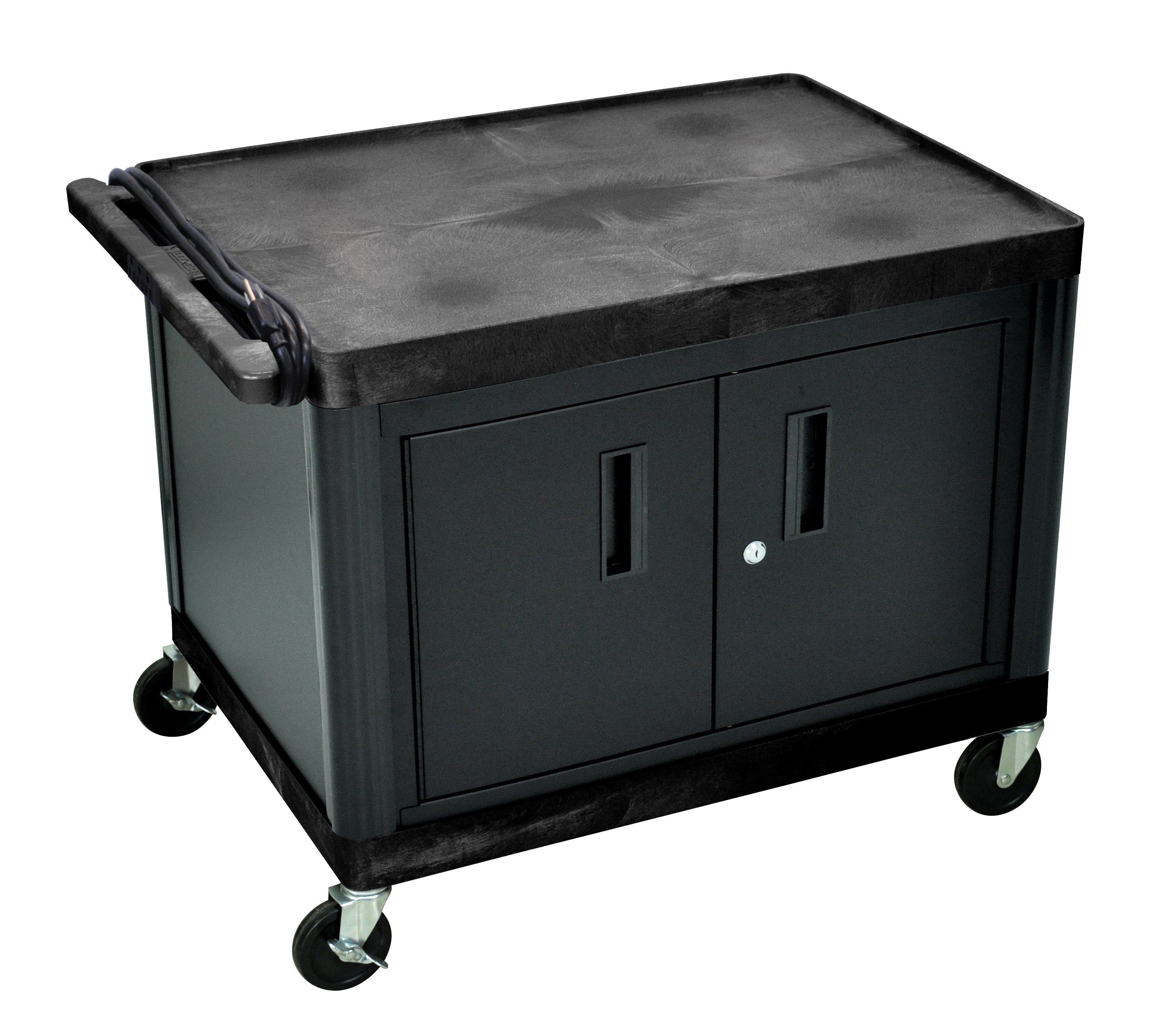 Luxor AV Cart with Locking Cabinet - 27 Inch Height Media Storage Cart for Schools, Offices & Home Theaters - Ideal for Projectors, TVs & Audio Equipment