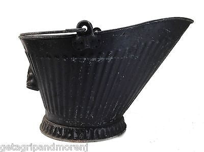Black Coal Scuttle Bucket with Shovel - Heavy Duty Metal Coal Bin for Fireplace, Wood Stove & Outdoor Heating - Perfect for Home, Camping & BBQ Use