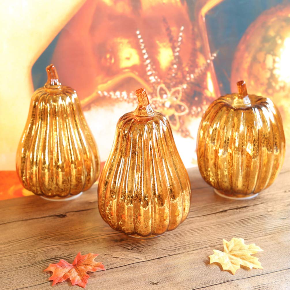 Glass Pumpkin Light - Halloween Decorations for Spooky Party, Haunted House & Fall Home Decor | LED Pumpkin Lantern for Indoor/Outdoor Halloween Party, Thanksgiving & Autumn Table Centerpiece